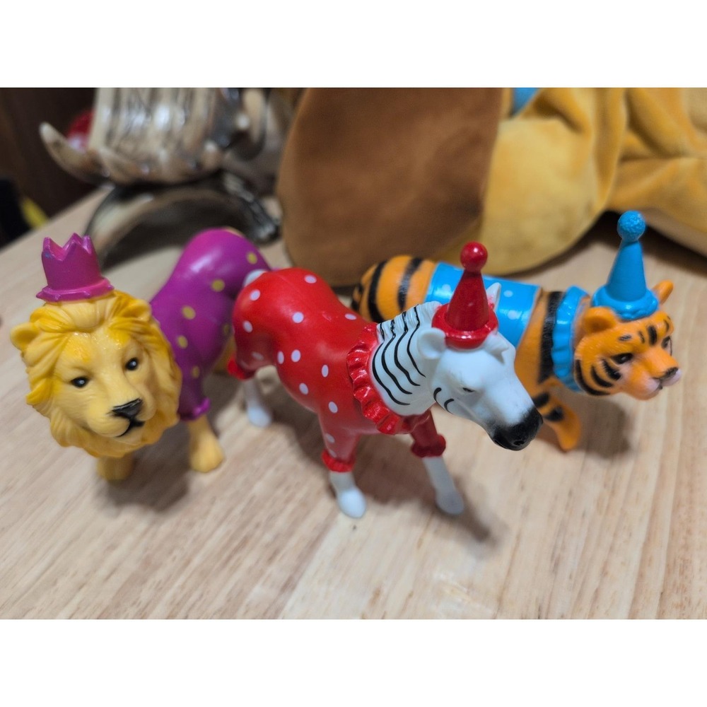 Ankyo Circus Party Animal Cake Topper Lot of Lion Zebra Tiger